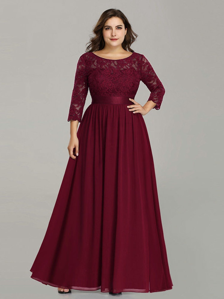 Elegant Lace Long Sleeve Plus Size Evening Party Dress Women Luxury Sexy Robe Mixi Dress Wedding Party Vestido Cerimonia Mulher