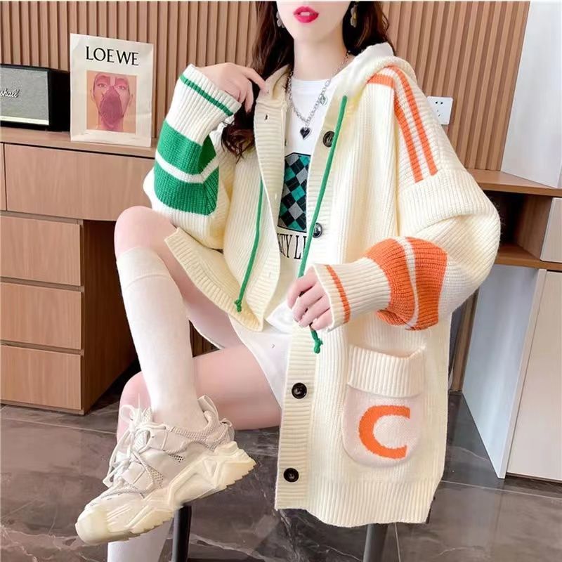 Korean Loose Sweater Loose Women Cardigan Autumn and Winter 2022 Fashion Hooded Sweater Pull Type Women's Casual Sweater Co