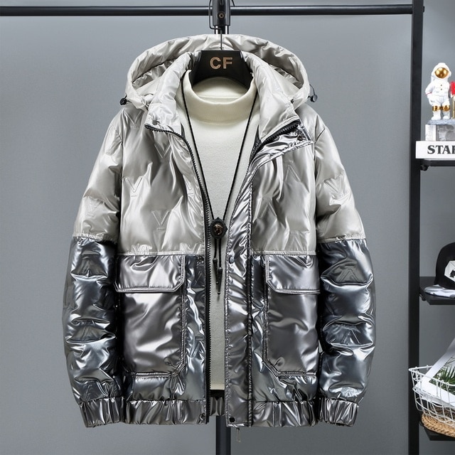 Luxury brand 2023 Brand Winter Jacket Fashion Warm Thick Patchwork Glossy Oversize Parkas Hooded Cotton Coat Men Outwear Plus Si