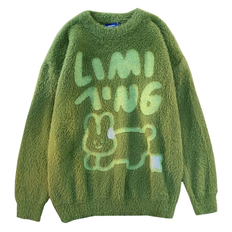 Japanese Rabbit Cartoon Casual Girl Knitwear Autumn Winter Imitation Sable Hair Women Sweater Harajuku Embroidery Pullover