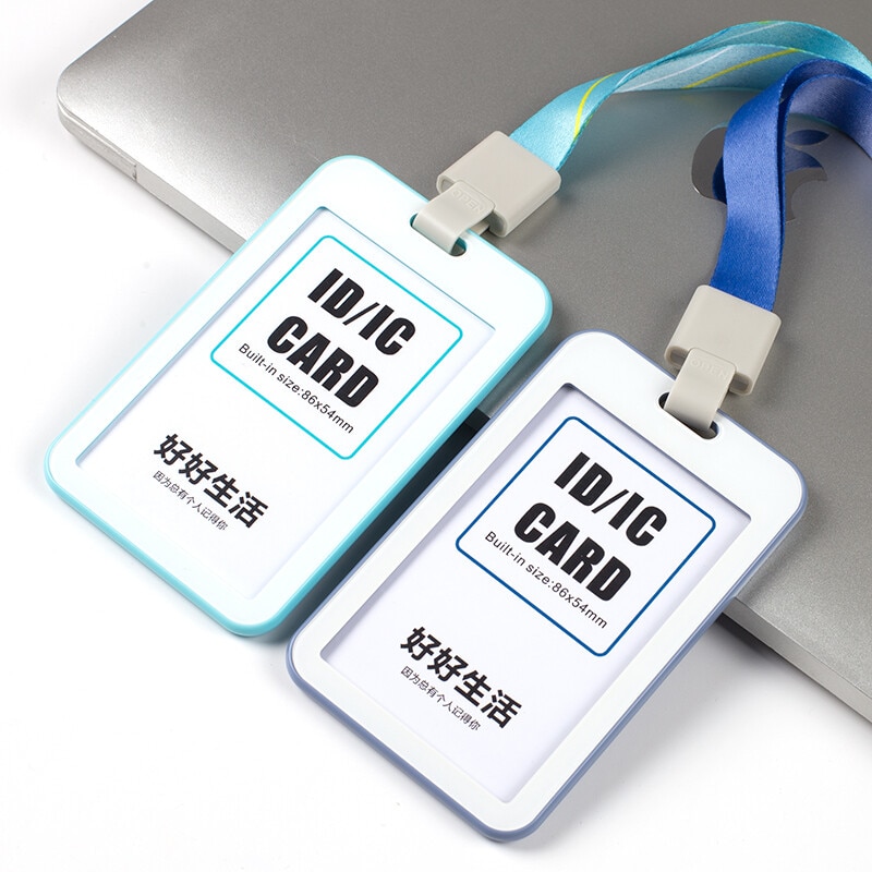 TPU back cover two-color work card sleeve with lanyard tempered processing work card hanging sleeve name tag hang rope