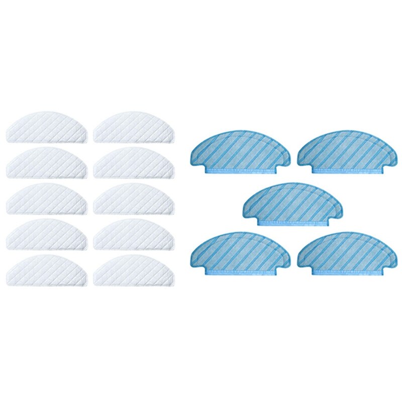 15 Pcs Vacuum Cleaner Mop Cleaning Cloths For Ecovacs Deebot T8 Vacuum Cleaner Accessories - 10Pcs White & 5Pcs Blue
