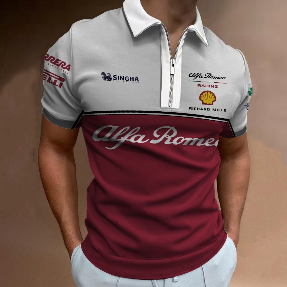 New POLO Shirt Men's T-Shirt Hot Sale Racing Germany Shell Men's T-Shirt F1 Ferrari T-Shirt F1 Racing 3D Printing Stre