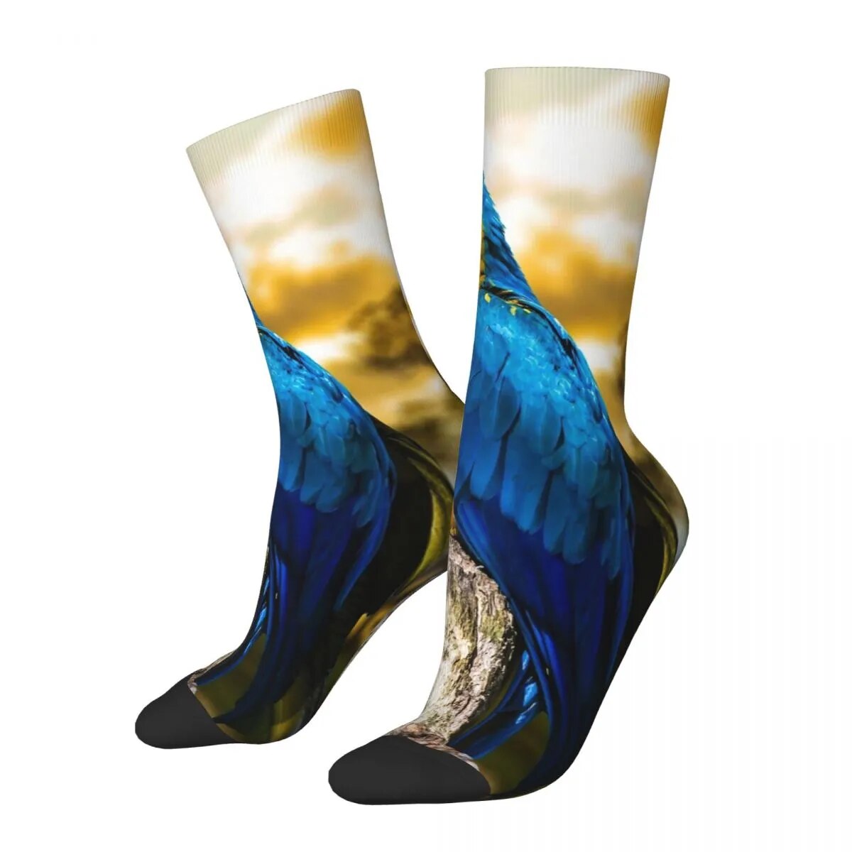 Autumn Winter Crazy Design Men's Women's Macaw Parrots Animal Socks Cockatiel Bird Non-slip Basketball Socks