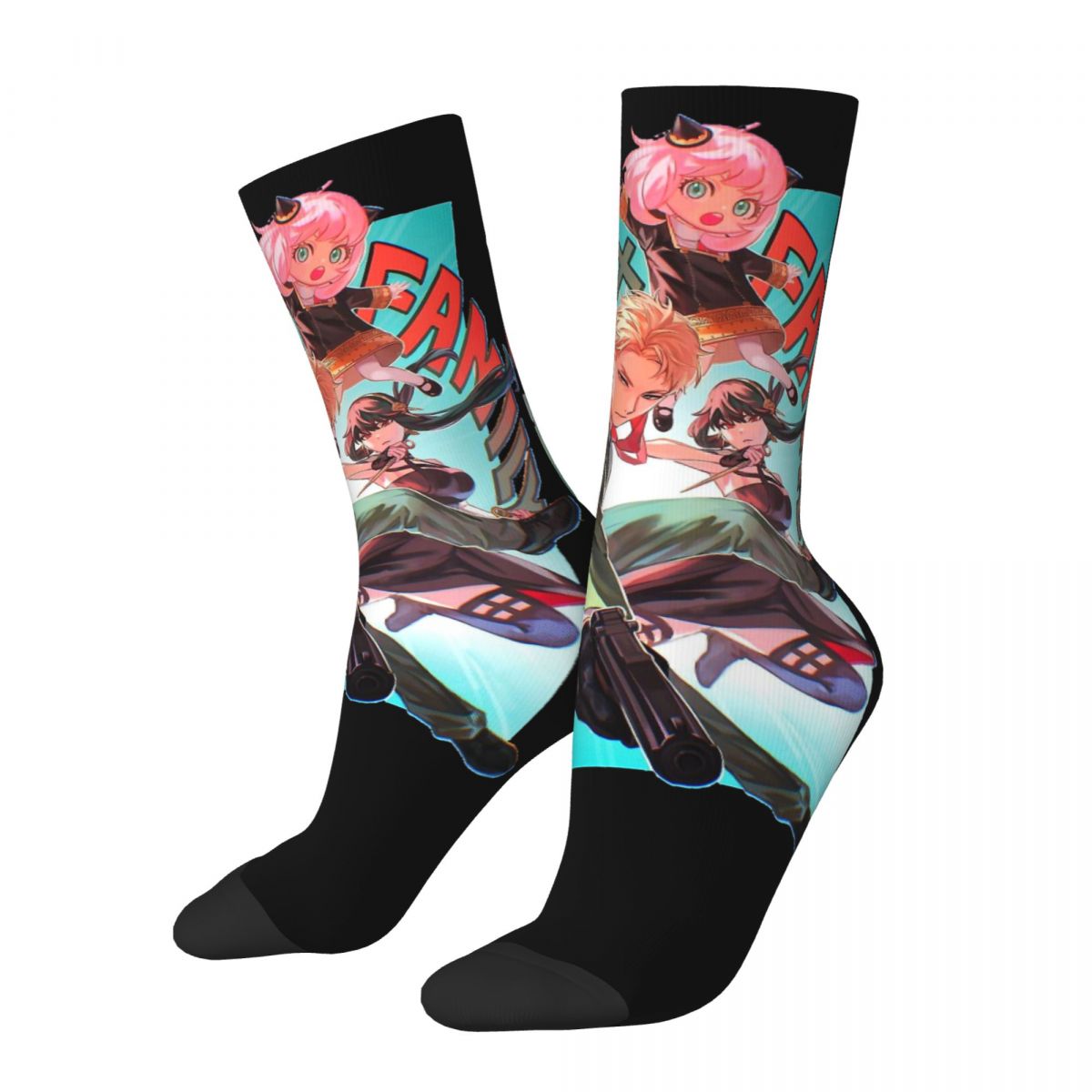 Happy Funny Men's Compression Socks Family Retro Harajuku SPY x FAMILY Twilight Anya Forger Yor Casual Crew Sock Gift Print