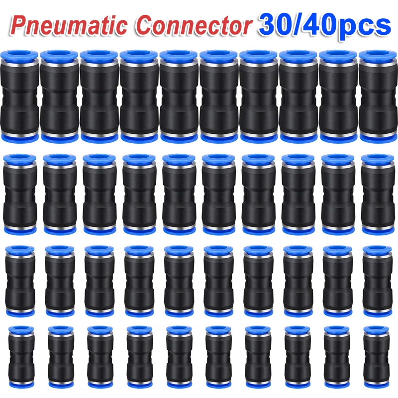 6/8/10/12 Mm Pneumatic Quick Connectors 30/40pcs Straight Push Connectors Air Tube Joint Coupler Auto Accessories