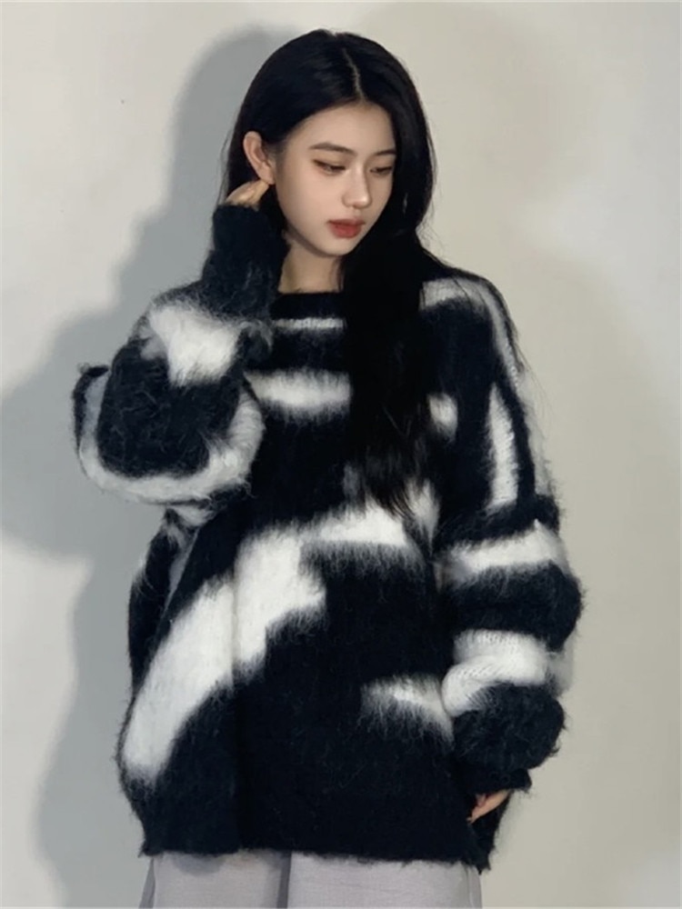 Sweaters Women Patchwork Loose O-neck Simple All-match Leisure Pullovers New-arrival Korean Stylish Female Knitwear Chic Vintage