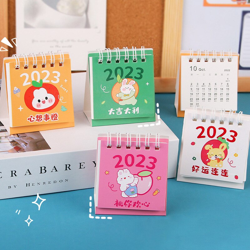 2022-2023 Cute Cartoon animal Desktop Paper mini Calendar dual Daily Scheduler Table Planner Yearly Agenda Organizer