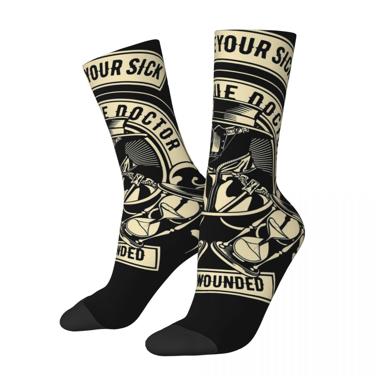 Hip Hop Retro Essential Crazy Men's compression Socks Unisex Plague Doctor Schnabel Harajuku Pattern Printed Crew Sock