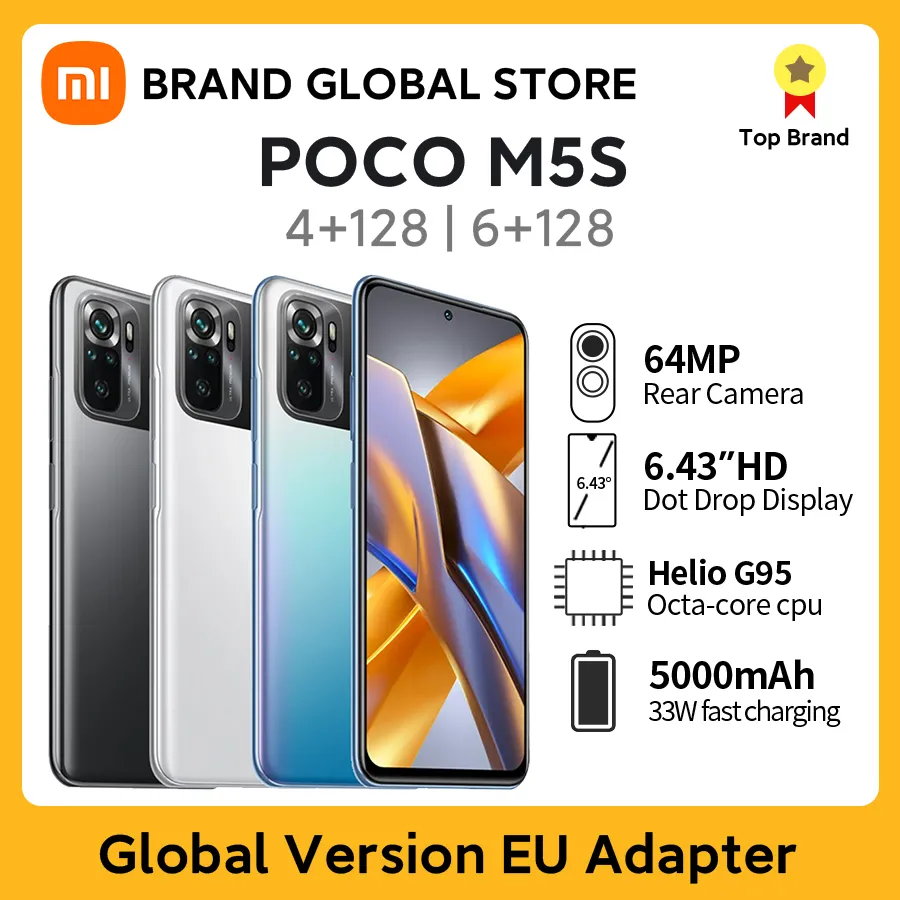 POCO M5s Smartphone NFC Global Version 64GB/128GB 64MP Quad Camera 6.43" AMOLED MTK G95 5000mAh 33W Cell Phone