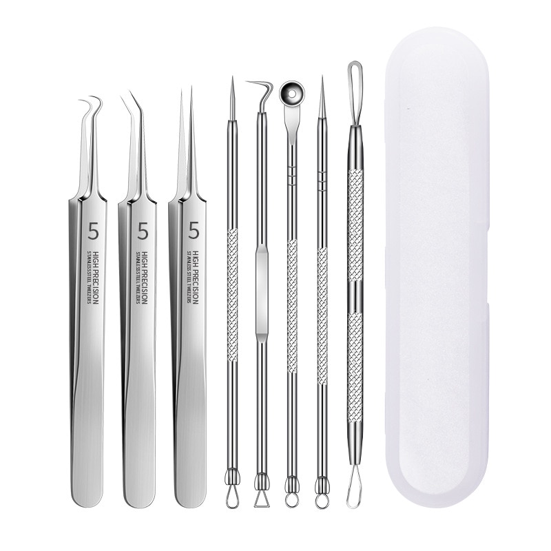 3/5/8pcs Ultra-fine No. 5 Blackhead Remover Tweezer Beauty Salon Face Skin Care Tool Pimple Ingrown Hair Clip Black Dots Remover