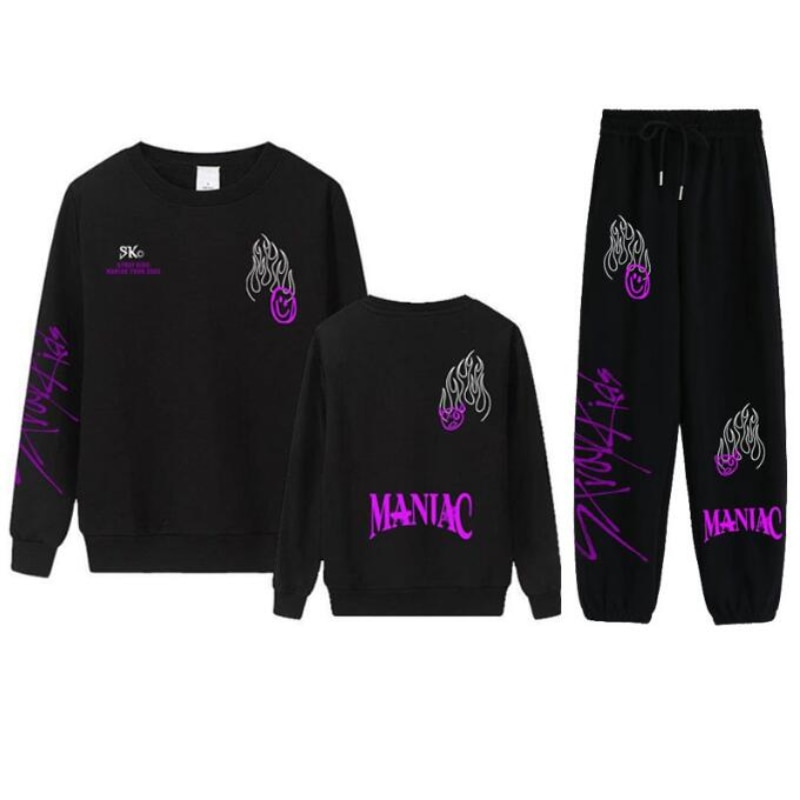 Stray Kids Maniac World Tour Casual Tracksuit Women Two Pieces Set Sweatshirts Pullover Hoodies Suit Female Jogger Pants Outfit