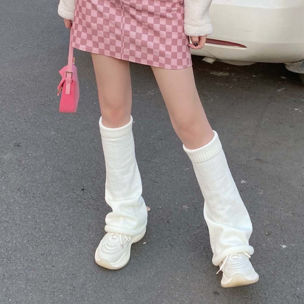 Women Winter Over Knee Japanese JK Uniform Leg Warmers Lolita Girl Knit Boot Socks Pile Up Socks Foot Warming Cover