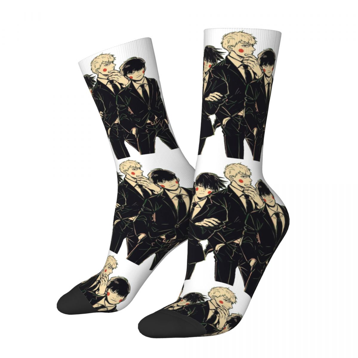 Crazy Compression Sock for Men Cool Harajuku Mob Psycho 100 Increasingly The Campus Happy Quality Pattern Printed Boys Crew Sock