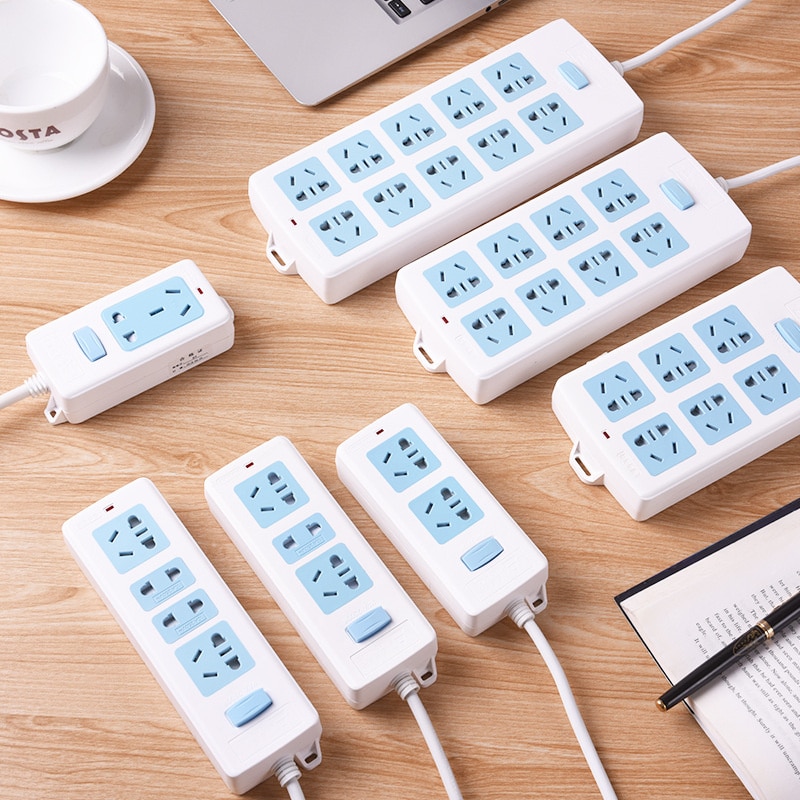 Multi functional smart plug socket panel converter with long line, multi position patch panel in student dormitory, safe for