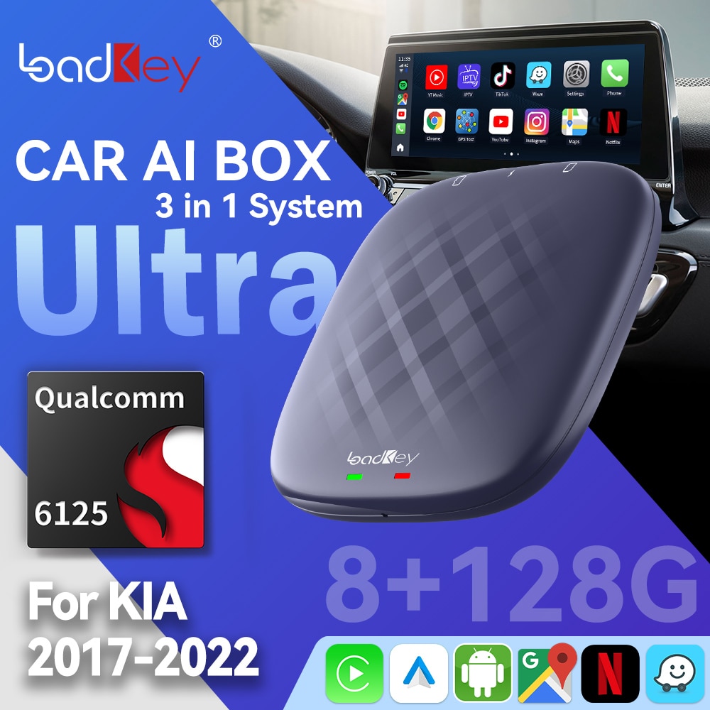 LoadKey CarPlay Ai Box Wireless Android Auto 11 Tv Box QCM6125 Youtube Netflix GPS For Kia Sportage 3 Ceed Rio 3 4 Sorento K5