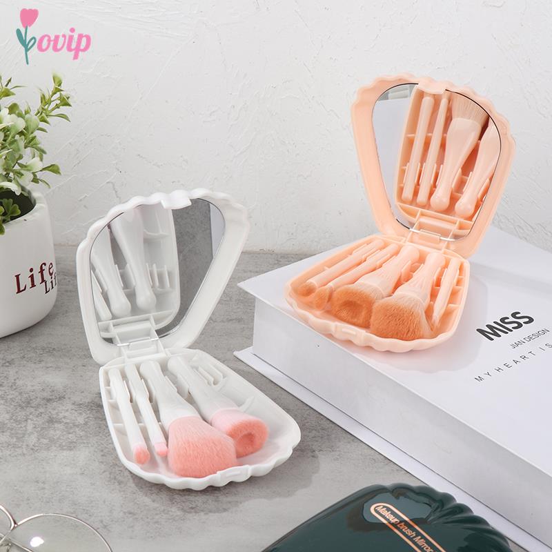 5Pcs/Set Makeup Brushes Cosmetic Powder Eye Shadow Foundation Blush Blending Make Up Brush With Box And Mirror