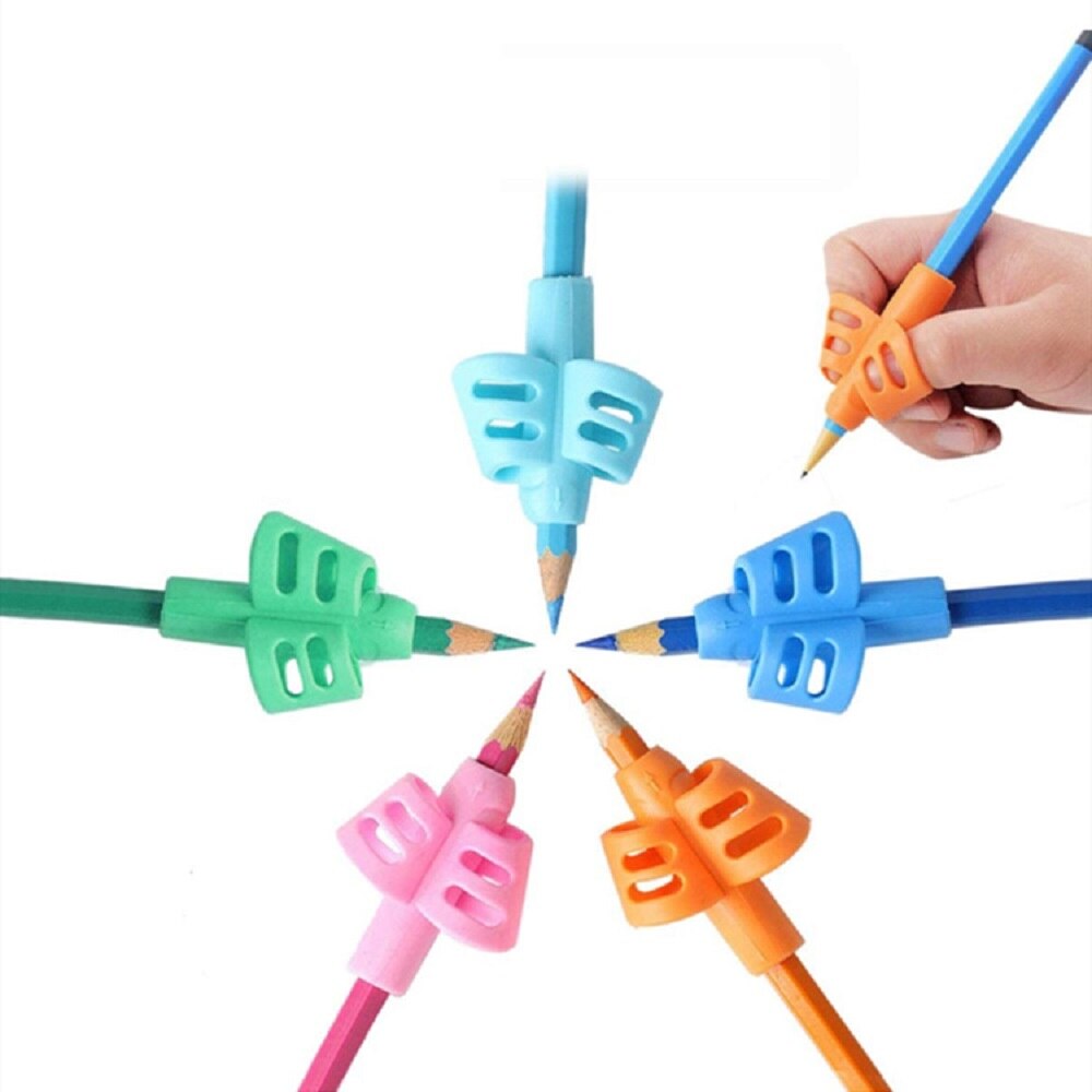 3Pcs/Set Soft Silica Pencil Grasp Two-Finger Gel Pen Grips Children Writing Training Correction Tool Pens Holding for Kids Gifts