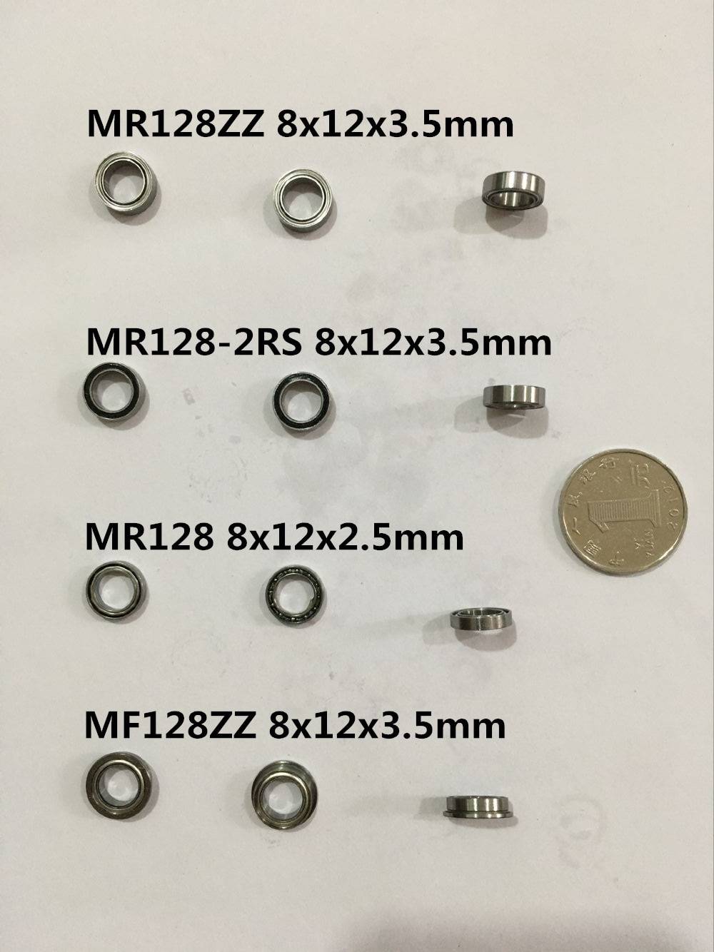 10pcs MR128ZZ MR128-2RS L-1280 678ZZ MF128ZZ MR128 Miniature Model Bearing Metal Rubber Ball Bearing Open Bearing Flange Bearing