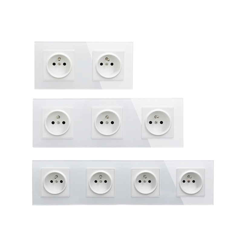 New 16A Porous Conjoined Power Socket, Socket Panel, Three-layer Power Socket Without Plug, Crystal Tempered Glass
