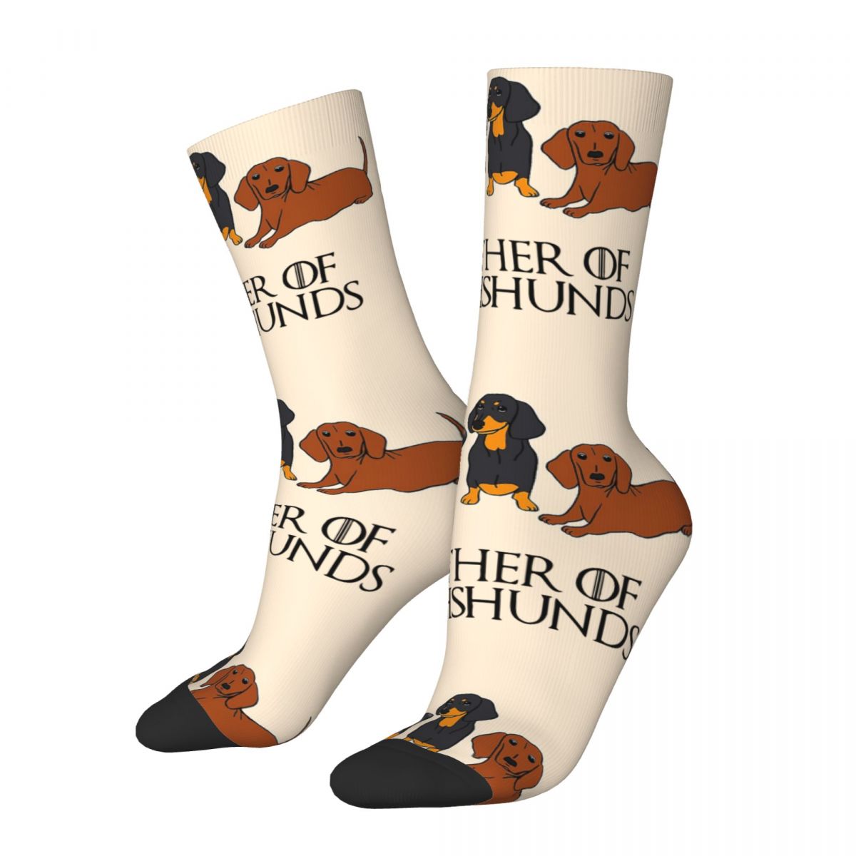 Funny Mother Of Dachshunds Skateboard Socks Wiener Sausage Doxie Dog Lover Polyester Crew Socks for Women Men