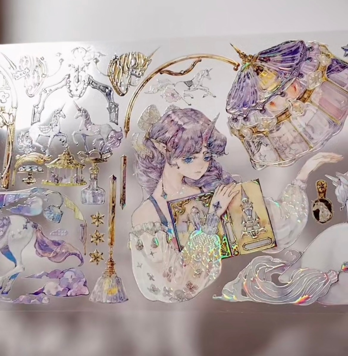1 Loop Sweet Day Dream Cute Girl PET Tape and Unicorn Benchu Studio Collage