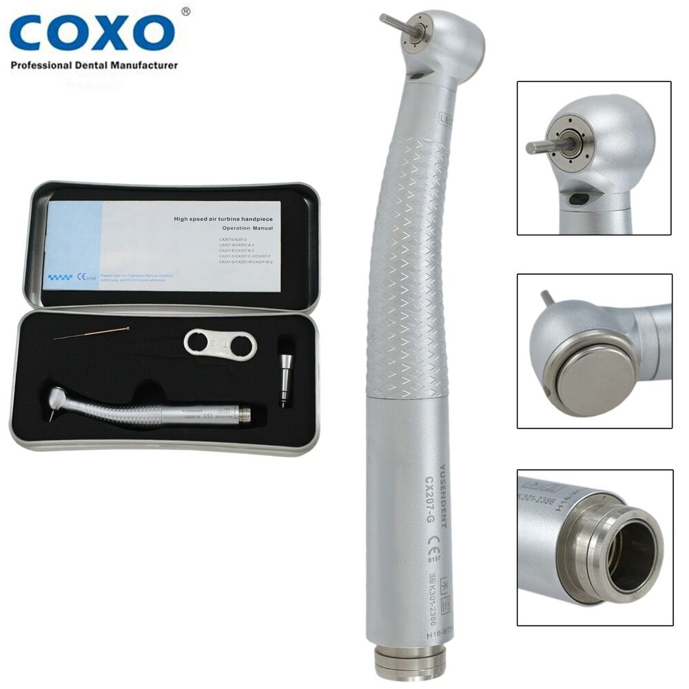 COXO Dental Fiber Optic LED Turbine Handpiece High Speed Handpiece fit GW Coupling LED 6Hole CX207-G-WTPQ