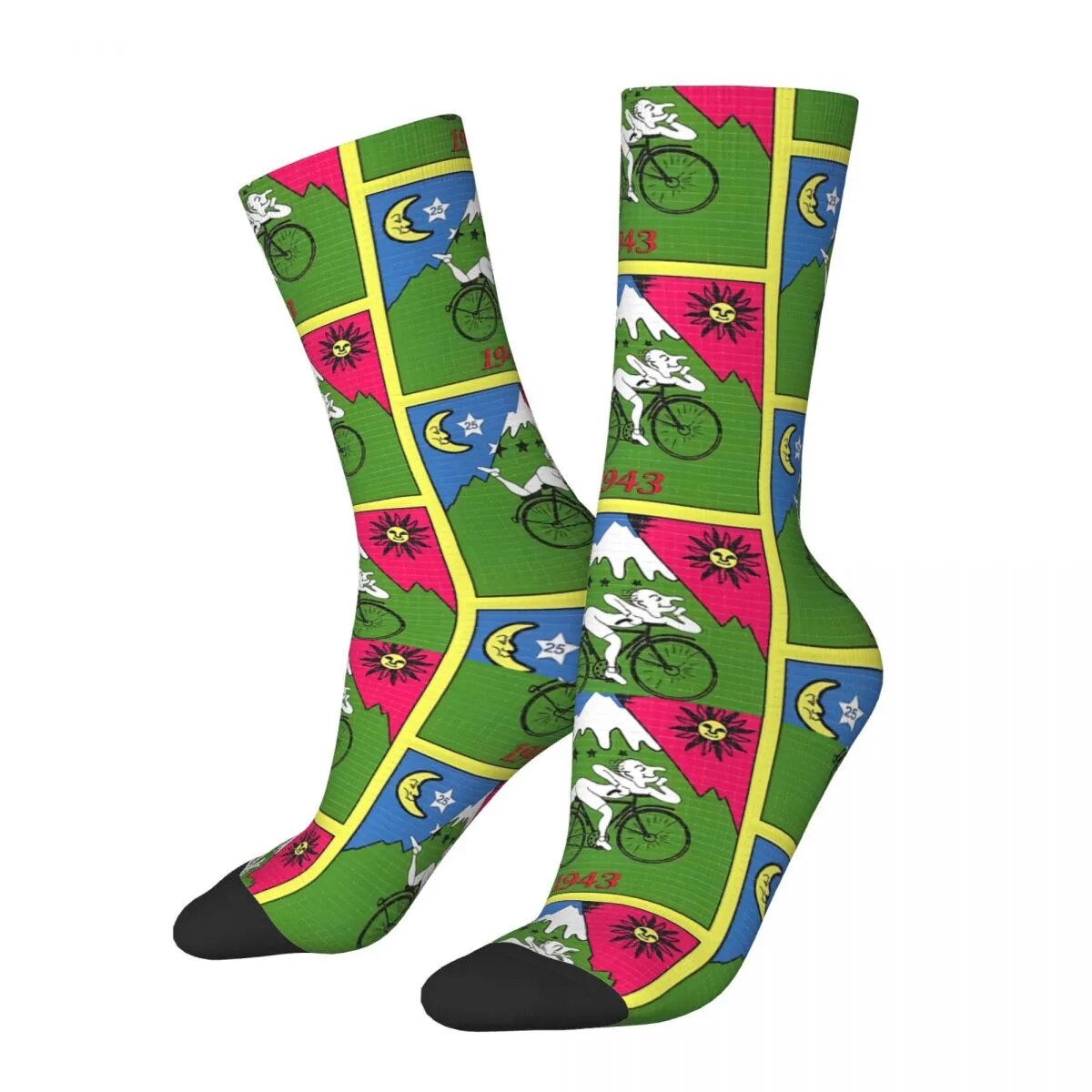 Hip Hop Retro 1943 Albert Hofmann Crazy Men's Socks Bicycle Bike Unisex Harajuku Printed Funny Happy Crew Sock Boys Gift