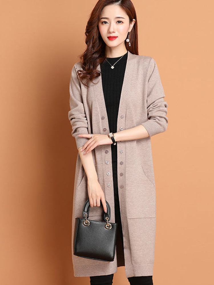 Sweaters Women Knitting Cardigans Casual V-Neck Long Sleeve Daily All-match Clothes Solid Single Breasted Sweater New 2022