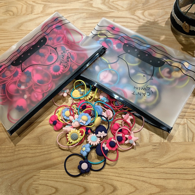 Cute Flower 20/40/100pcs Girls Kids Hair Accessories Rubber Ring Princess Ponytail Holders Hair Band Head Rope