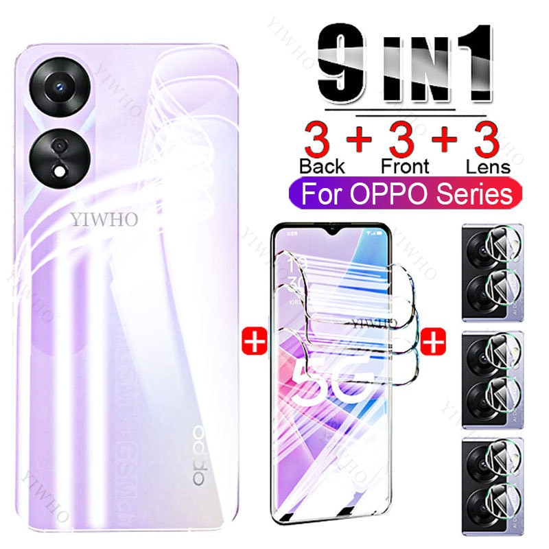 9IN1 Hydrogel Film on For Oppo A58 Screen Protectors+Back Water Gel on For A57 A54 A53 A53s 5G A 53s A 57 A 54 Not Glass Soft
