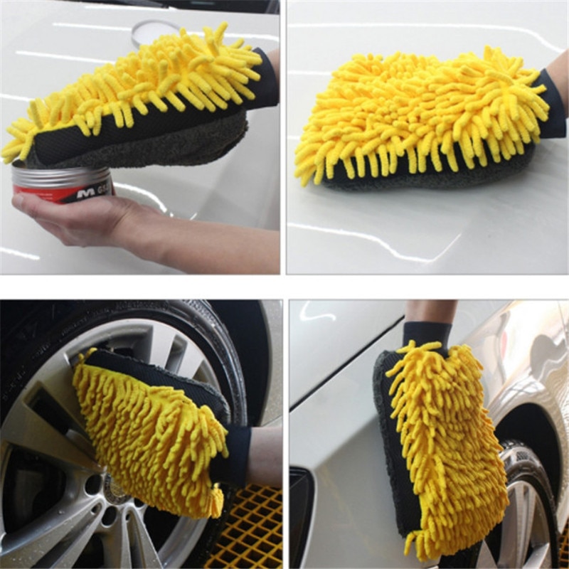 Multi-function 3 In 1 Car Wash Gloves Car Towel Cleaning Brush Microfiber Chenille Auto Care Sponge Brushes Car Tools 2023