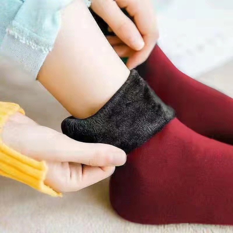 Warm Velvet Women Winter Thicken Thermal Socks Soft Casual Solid Color Sock Wool Cashmere Home Snow Boots Floor Socks