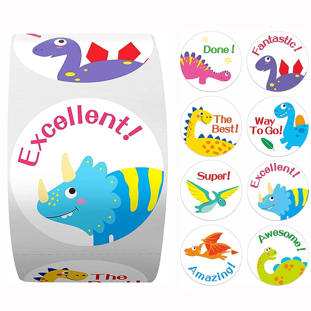 100-500pcs Cartoon Animals Stickers 1inch 2.5cm Decoration Sticker for Kids Child Stationery School Teacher Decoration Sticke