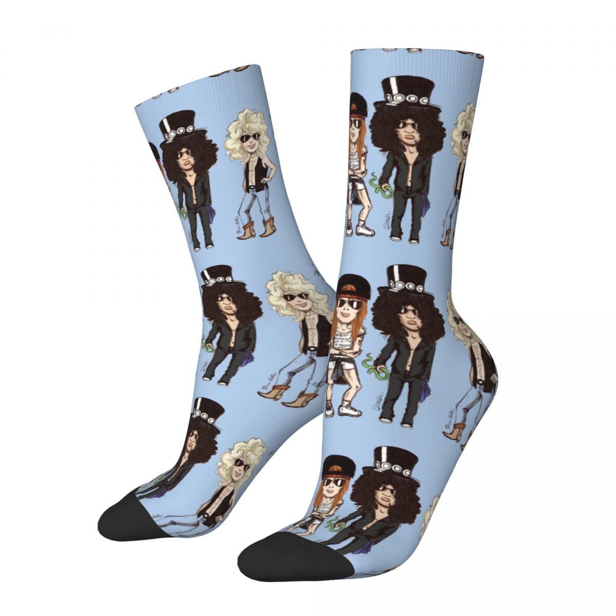 Funny Compression Sock for Men Rock Band Photos Hip Hop Vintage Guns N' Roses Rock Music Guitarist The Drummer Boys Crew So