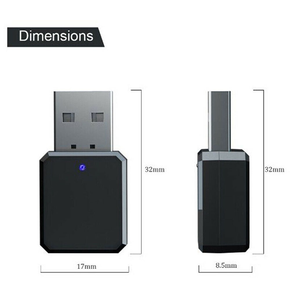 3.5mm Bluetooth 5.1 Audio Receiver Adapter 32mm*17mm*8.5mm 5.1 AUX USB Audio Dual Output KN318 Bluetooth Receiver Wireless