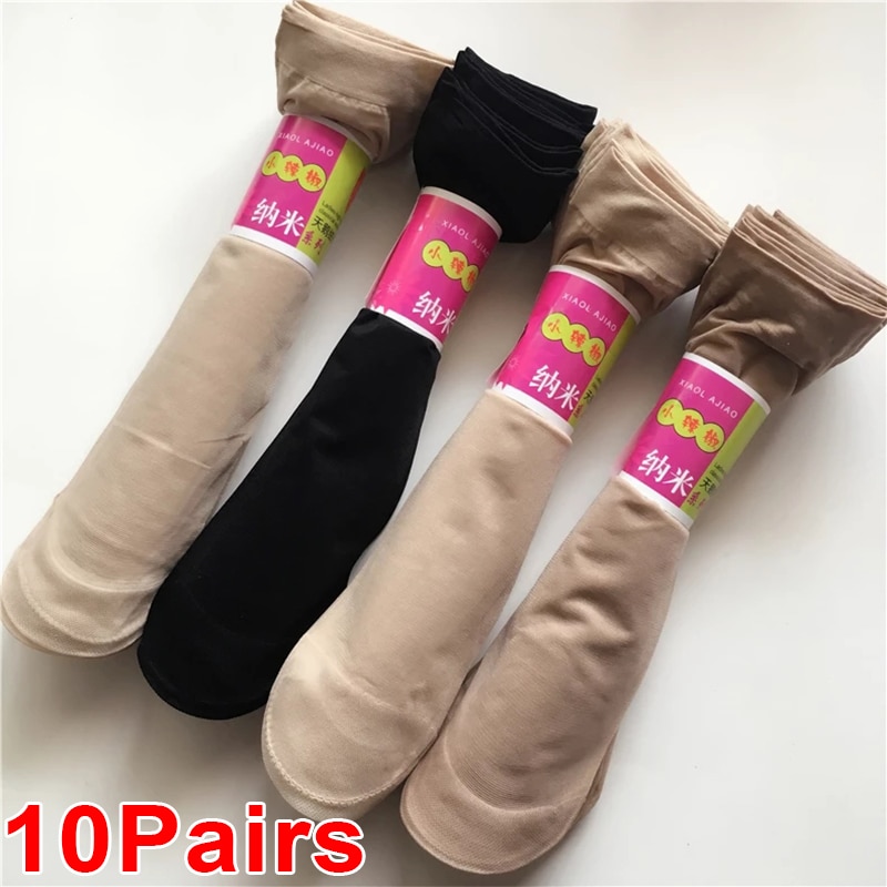 10Pairs Spring Summer Sexy Ultra-thin Silk Socks High Quality Women Breathable Transparent Sock Elastic Nylon Ankle Short Socks