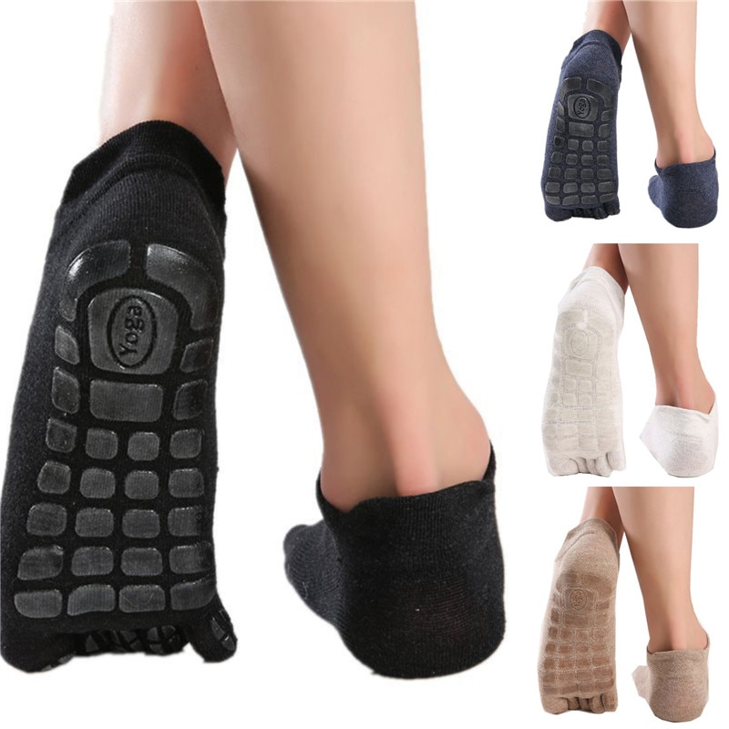 Low Calf Slipper Floor Socks Retro Men's Five Fingers Socks Large Size Cotton Warm Non-slip Grip Gym Fitness Sports Toe Soc