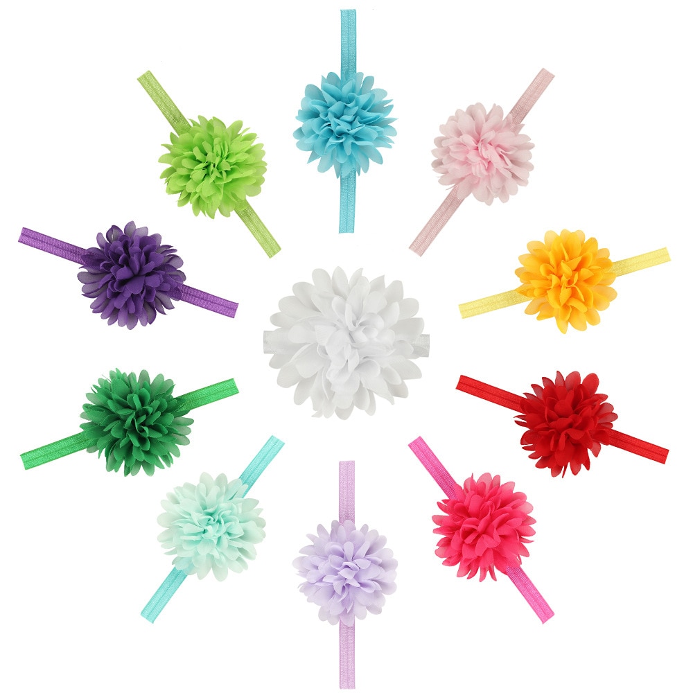 1PCS 4" Baby Girls Big Chiffon Rose Flower Headband Elastic Soft Newborn Toddler Infant Hair Accessories Photography Props 