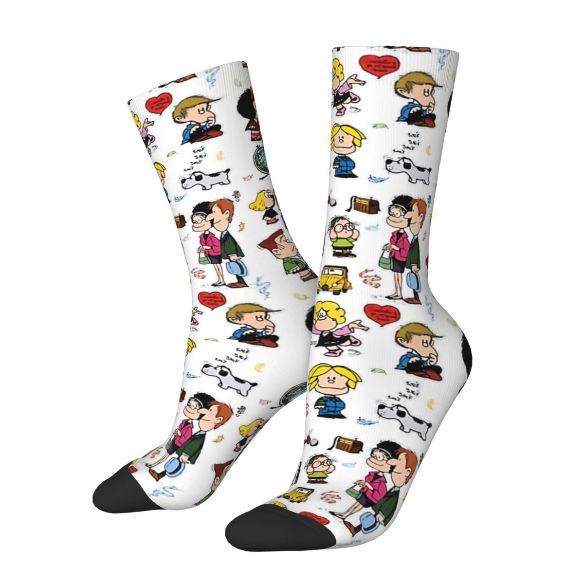 Hip Hop Retro Mafalda And Her Characters Crazy Men's Socks Unisex Cartoon Style Harajuku Pattern Printed Novelty Crew Sock
