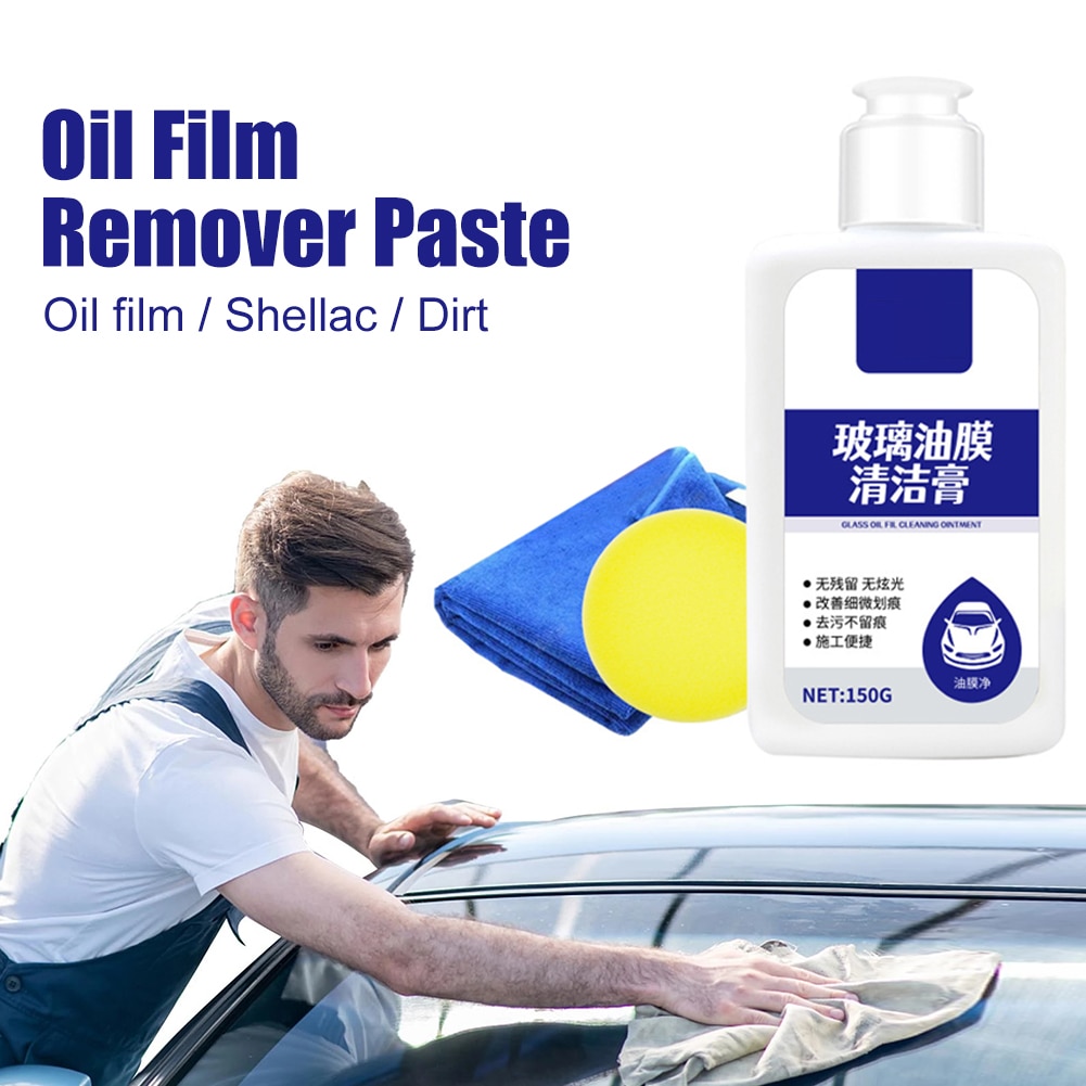 150g Car Oil Flim Remover Paste Glass Cleaner Auto Windshield Cleaning Agent Up to 30 Day Mild Formula Glass Oil Film Clean Tool