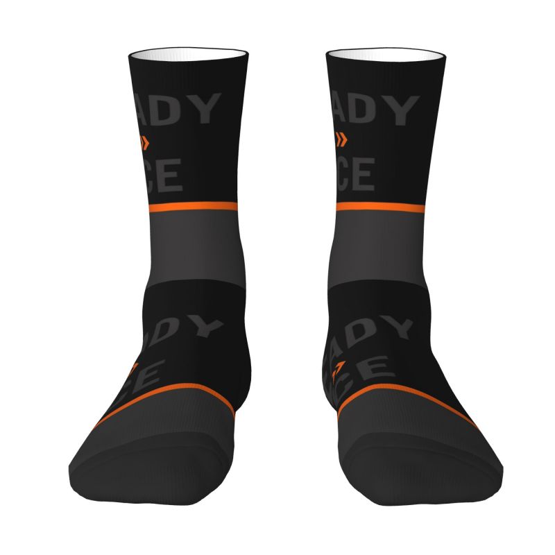 Fashion Print Ready To Race Socks for Men Women Stretchy Summer Autumn Winter Enduro Cross Motocross Bike Life Crew Socks