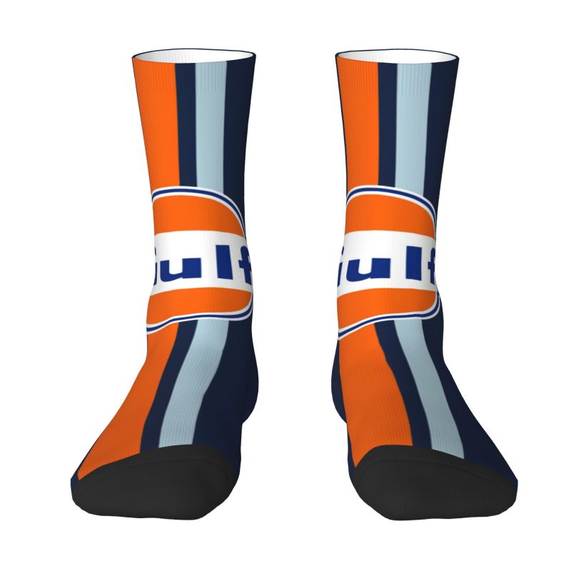 Cute Printed Gulf Racing Logo Socks for Men Women Stretch Summer Autumn Winter Crew Socks