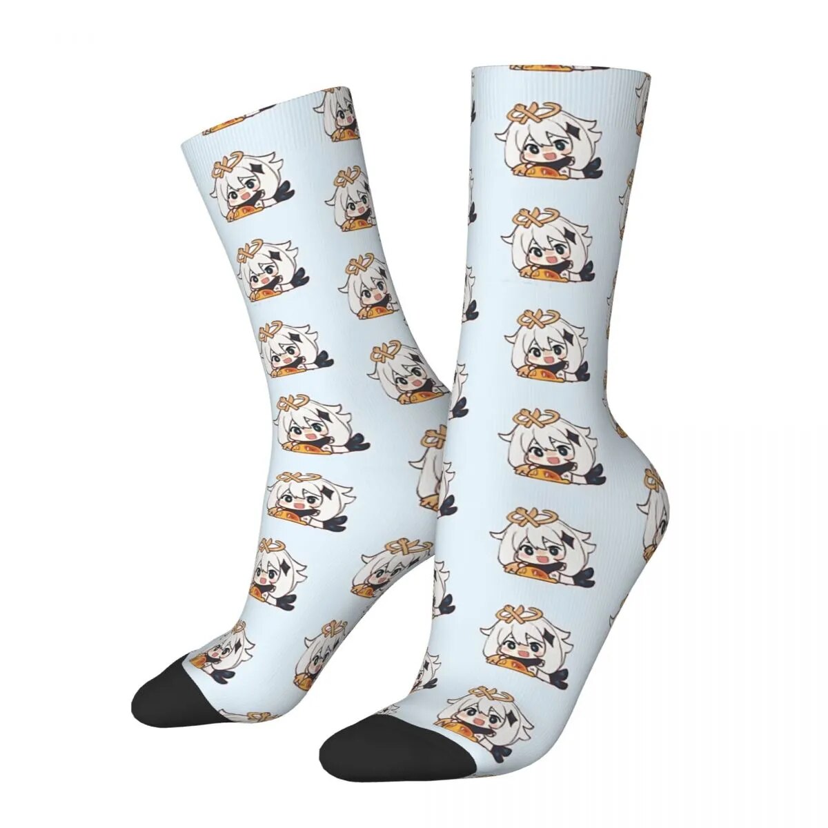 Paimon Chibi Genshin Impact Drawstring Socks Shopping Pouch 3D Print Backpack Boy Girls Mid-calf socks