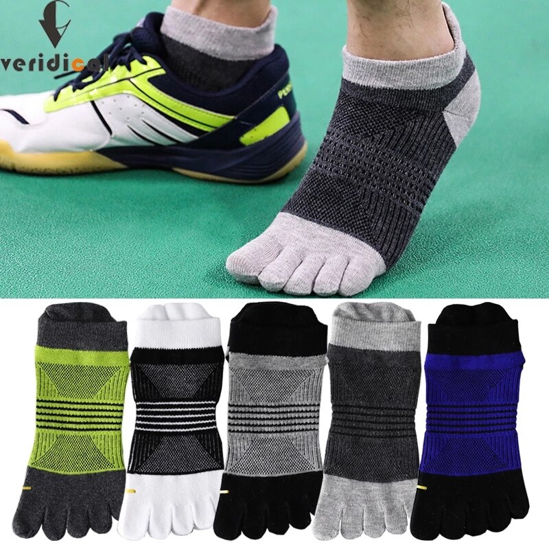 5 Pairs Cotton 5 Finger Socks Sport Mesh Breathable Anti-Bacterial Colorful Compression Fitness Bike Ankle No Show Sock Toes