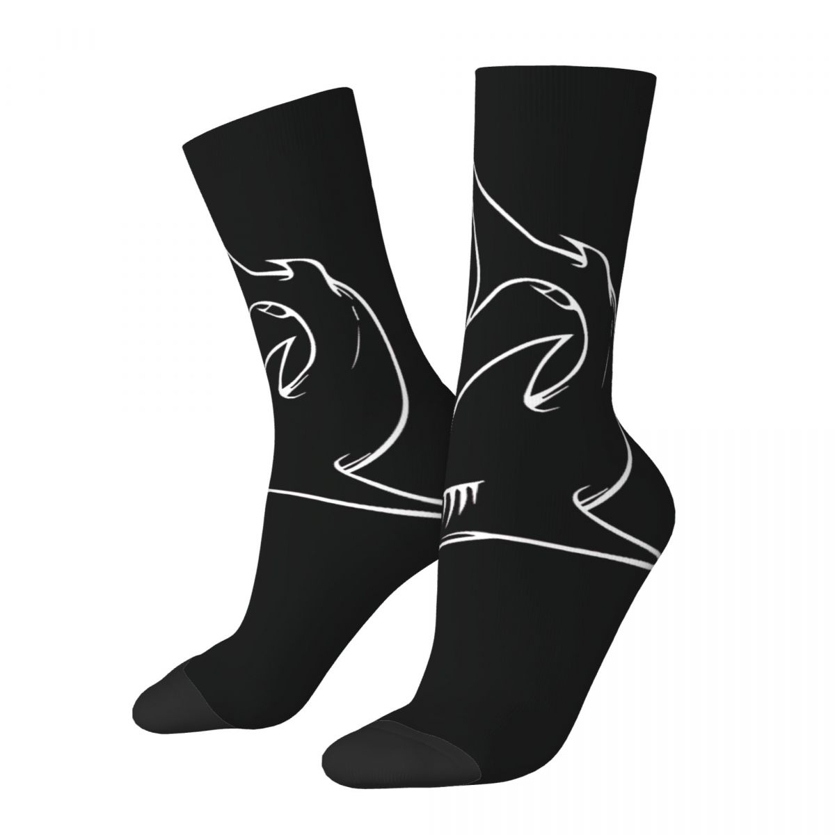 Happy Funny Men's Compression Socks Great White Vintage Harajuku Personality Shark Ocean Ferocious Hip Hop Pattern Crew Soc