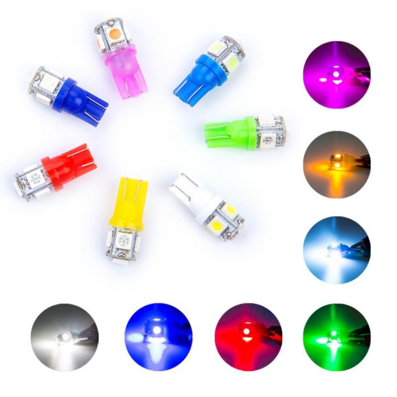 10pcs Small Bulb 5 Light Bead T10 5050 5smd Width Indicator Lamp Car License Plate Lamp 12V 6000K Automobile LED Lights