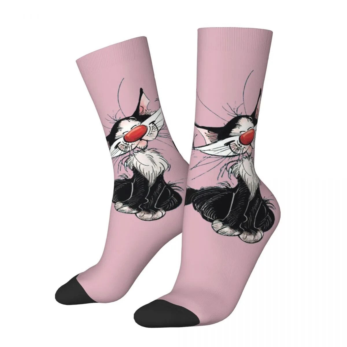 Funny Happy Men's compression Socks Cute Cat Retro Harajuku Gaston Lagaffe Comics Novelty Casual Crew Crazy Sock