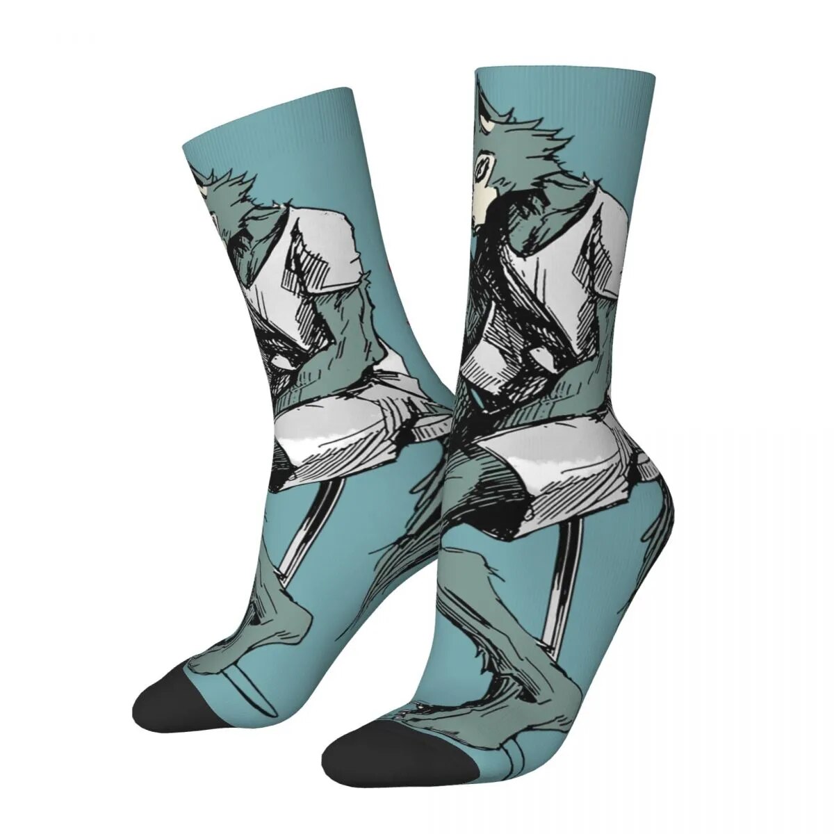 Hip Hop Vintage Regoshi Wolf Crazy Men's Compression Socks Unisex Beastars Animal Anime Street Style Pattern Printed Crew S