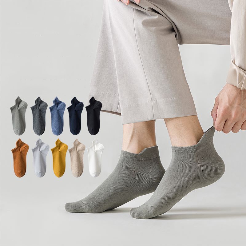 5 Pairs Deodorant Sweat Absorbing Comfortable Casual Street Fashion Funny Men Shallow Mouth Simple Harajuku Cotton Boat Socks